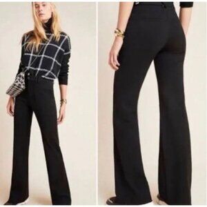 Anthropologie The Essential Trouser Wide Leg Black Pants Size 4